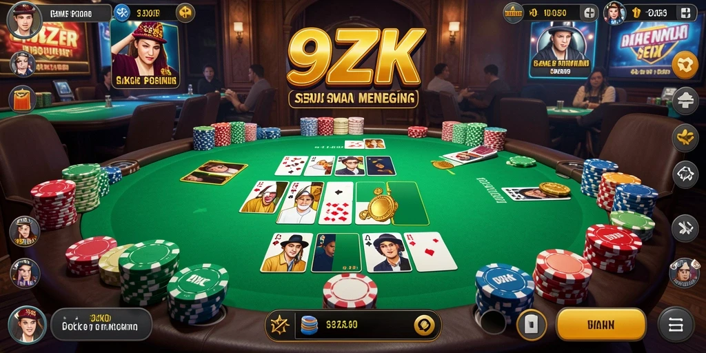 Screenshot gameplay 9ZK yang menampilkan aksi seru permainan Poker.