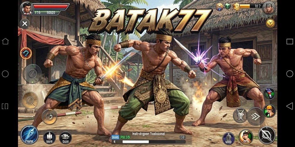 Tampilan gameplay seru dengan pertarungan penuh aksi di BATIK77.