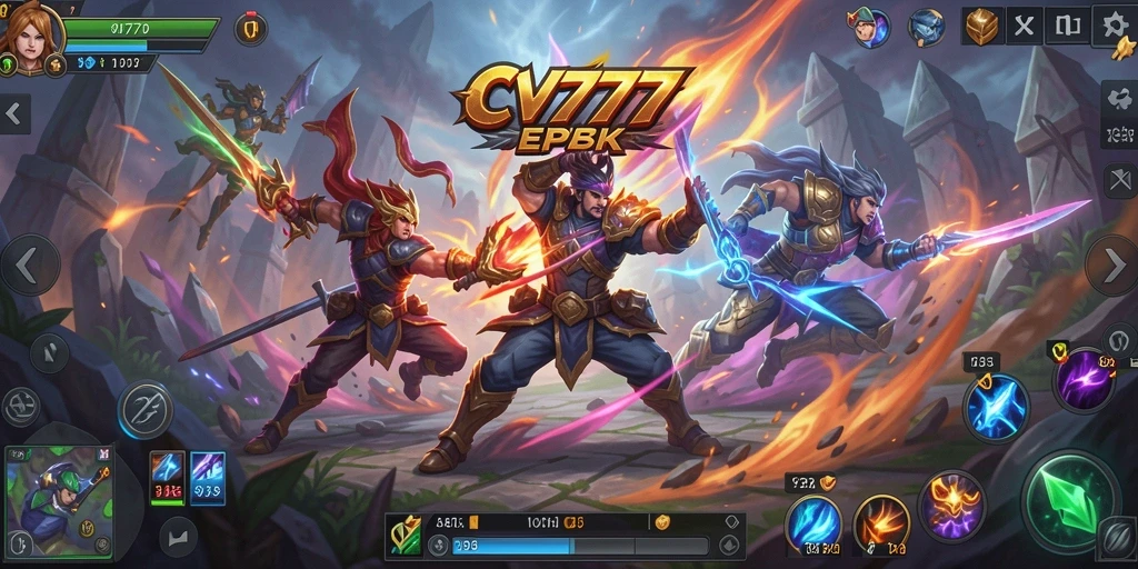 Tampilan gameplay seru dalam pertarungan arena MOBA.