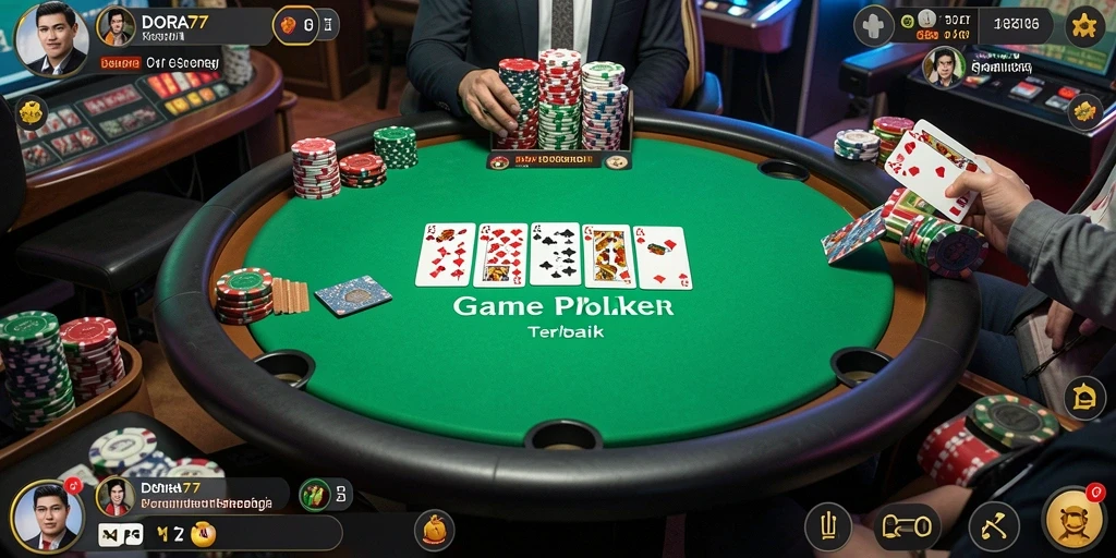 Screenshot DORA77 menampilkan gameplay seru dari permainan Poker.