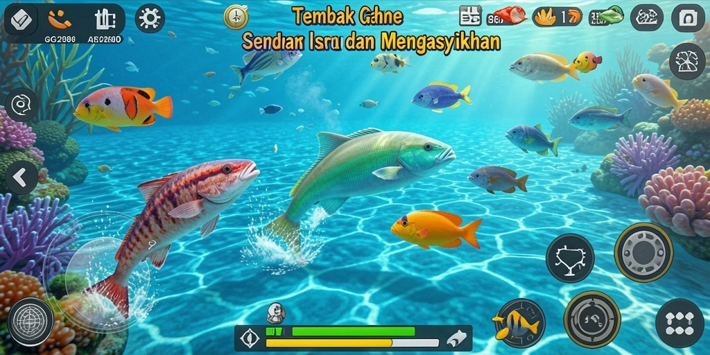 Tampilan gameplay seru dalam GG288 saat kamu menembak ikan.
