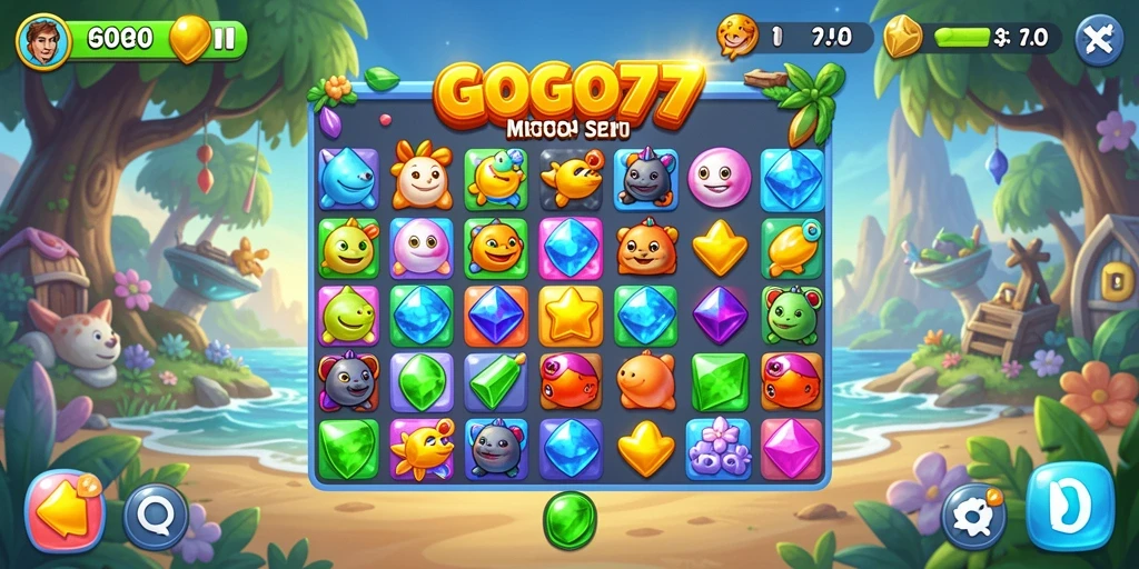 Gameplay seru GOGO77 dalam permainan match-3 yang menantang.