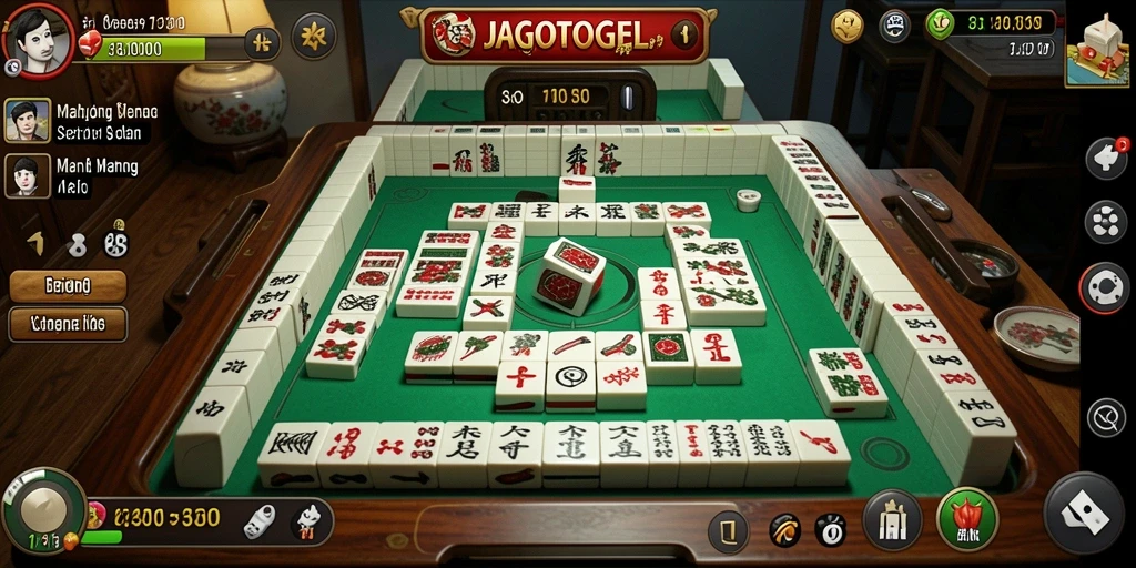 Screenshot gameplay JAGOTOGEL menampilkan suasana permainan Mahjong yang menegangkan.