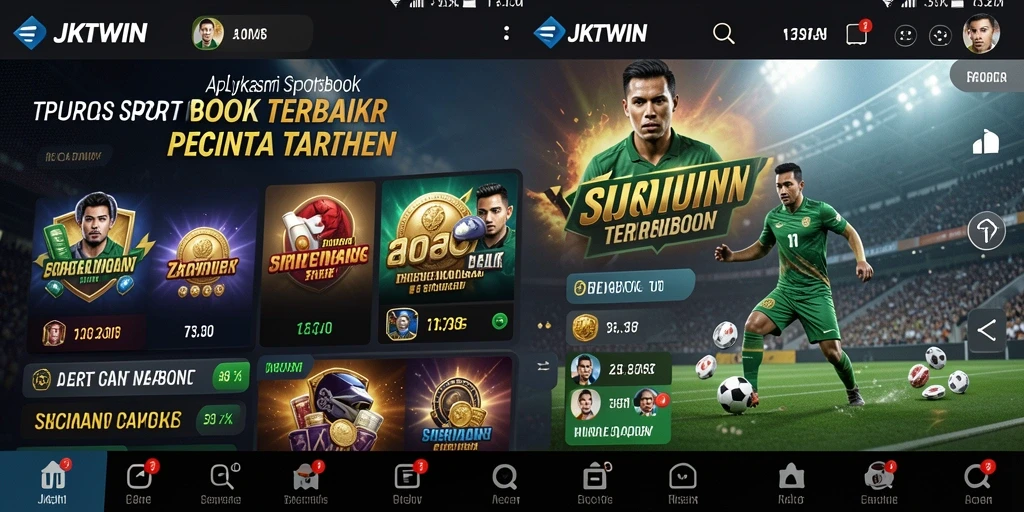 Tampilan utama JKTWIN yang menunjukkan fitur taruhan olahraga.
