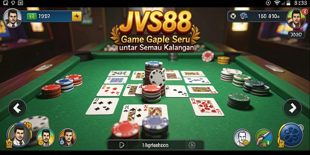 Tampilan gameplay seru JVS88 di antara pemain Gaple.