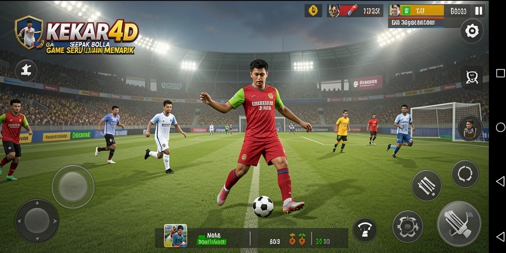 Screenshot gameplay <strong>KEKAR4D</strong> dengan aksi sepak bola seru.
