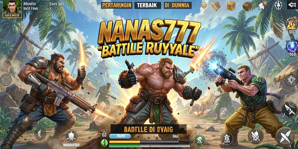 Screenshot gameplay NANAS777 yang menunjukkan suasana pertarungan intens di arena.