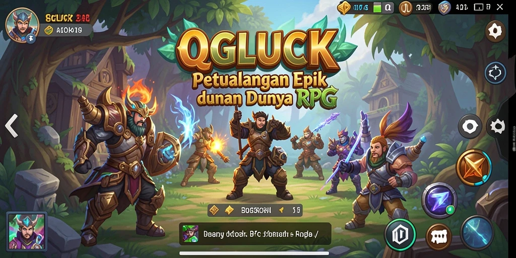Tampilan gameplay menakjubkan QGLUCK dengan petualangan RPG yang seru.