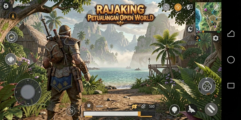 Tampilan gameplay menakjubkan dari RAJAKING dalam dunia Open World.
