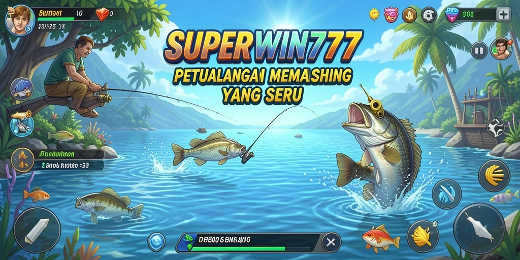 Screenshot gameplay SUPERWIN777 menampilkan momen menangkap ikan yang menegangkan.