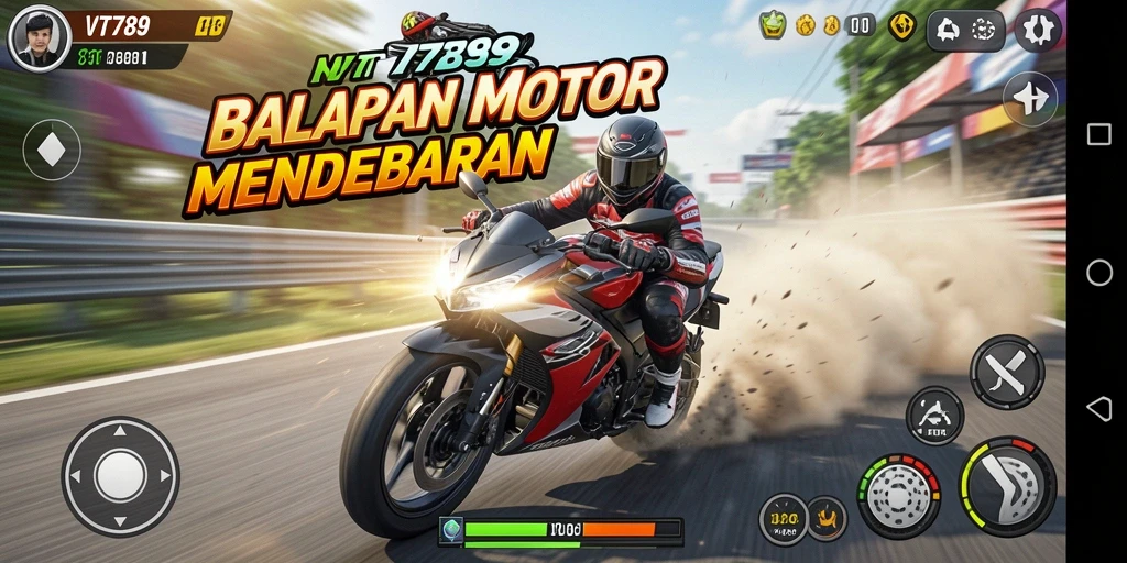 Tampilan menarik dari gameplay balapan motor di VT789.